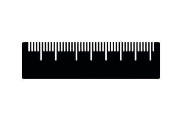 Black ruler with white markings measuring tool