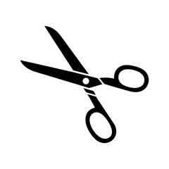 Black scissors open cutting tool white