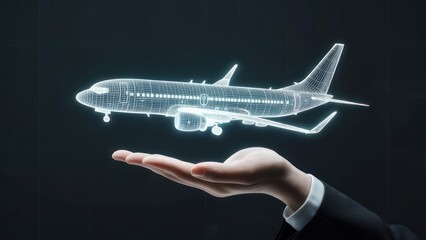 Hand holding a digital plane