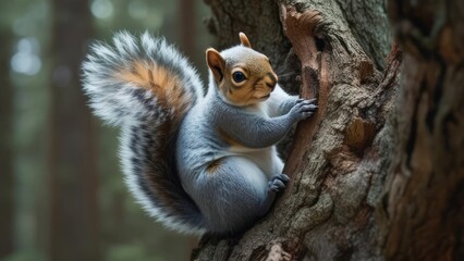 Obraz premium Gray squirrel on a tree