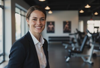 Gym membership consultant smiling while enrolling new members in a fitness center