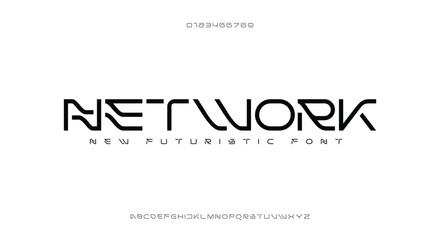 Nework logo typography urban style fonts for sport, technology, digital, movie logo design. Future modern alphabet font.  Vector logo
