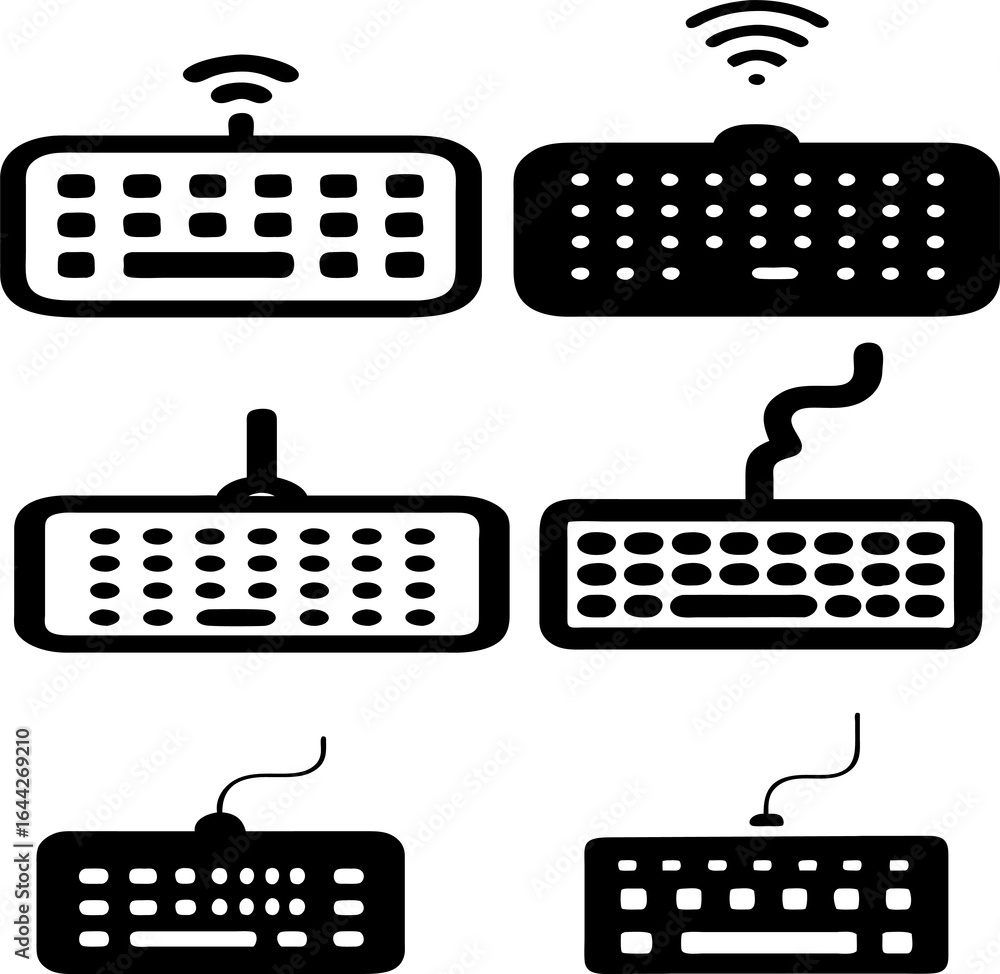 Poster keyboard icon vector set. multiple design styles for tech or digital projects.