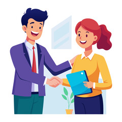 Fototapeta premium Administrative Assistant Handing Document to Colleague Vector Illustration