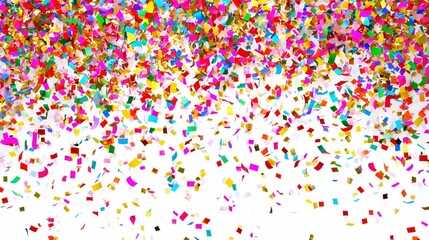 Vibrant Colorful Confetti Background on White � Celebratory Party Decor with Bright Colors