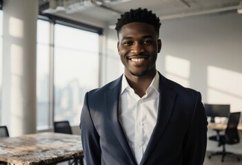 Quality assurance specialist smiling confidently in a modern office setting