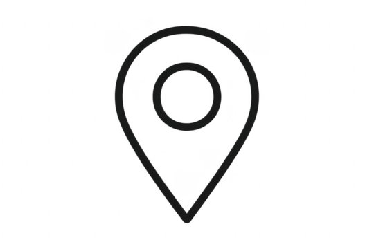 Black location pin icon on transparent background representing gps and navigation