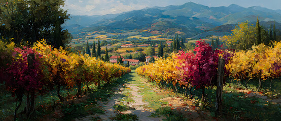 Obraz premium Vineyard in autumn harvest