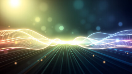 Sound waves oscillating glow light, Abstract technology background - Vector