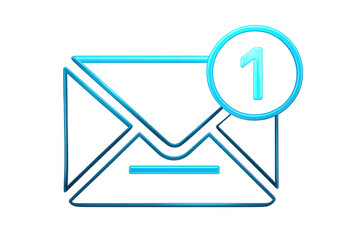 Numeric email notification signaling single unread message on transparent digital display