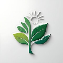 Leaf and sun logo in eco-friendly green tones
