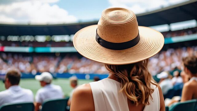 Woman watching outdoor sports event