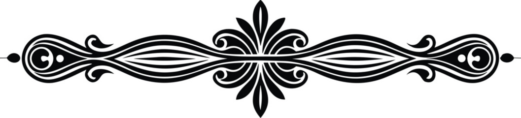 Ornate black flourish divider isolated on white background new 2025 trendy