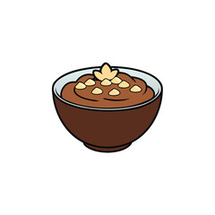 Delicious chocolate smoothie bowl topped with crunchy nuts presented on a clean white background