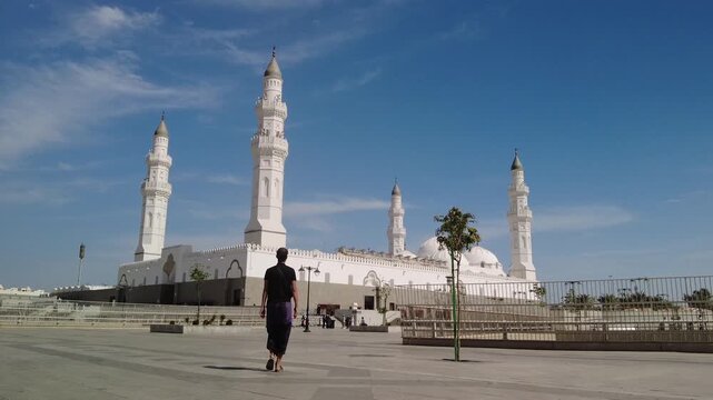 Man Walking Towards Quba Mosque &ndash; Medina, Saudi Arabia

