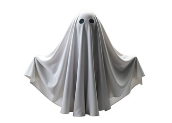 White ghost costume with black eyes, isolated on transparent background