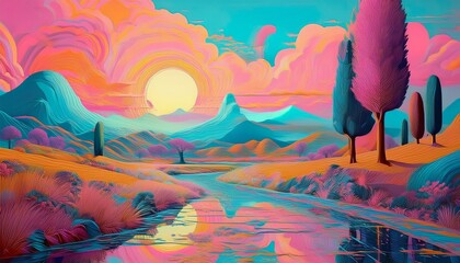 An antique-style oil landscape painting of the Italian countryside, featuring rolling Tuscan hills, rustic villas, and golden light in the style of classic Mediterranean art.