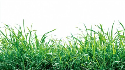 Vibrant Green Grass Isolated on White Background