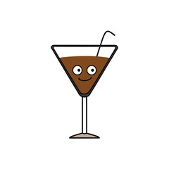 Refreshing cold espresso martini style mocktail illustration on a clean white background