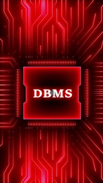 DBMS &ndash; Database Management System. DBMS concept head up display (HUD UI) panel and futuristic technology abstract background internet of things animation concepts.