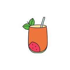Refreshing guava juice in a glass with a slice of guava and mint garnish