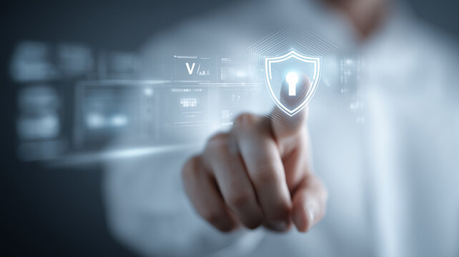 Executive Control of Enterprise Cyber Protection.
A professional hand engages a luminous shield icon, representing governance, access management, and resilient information security