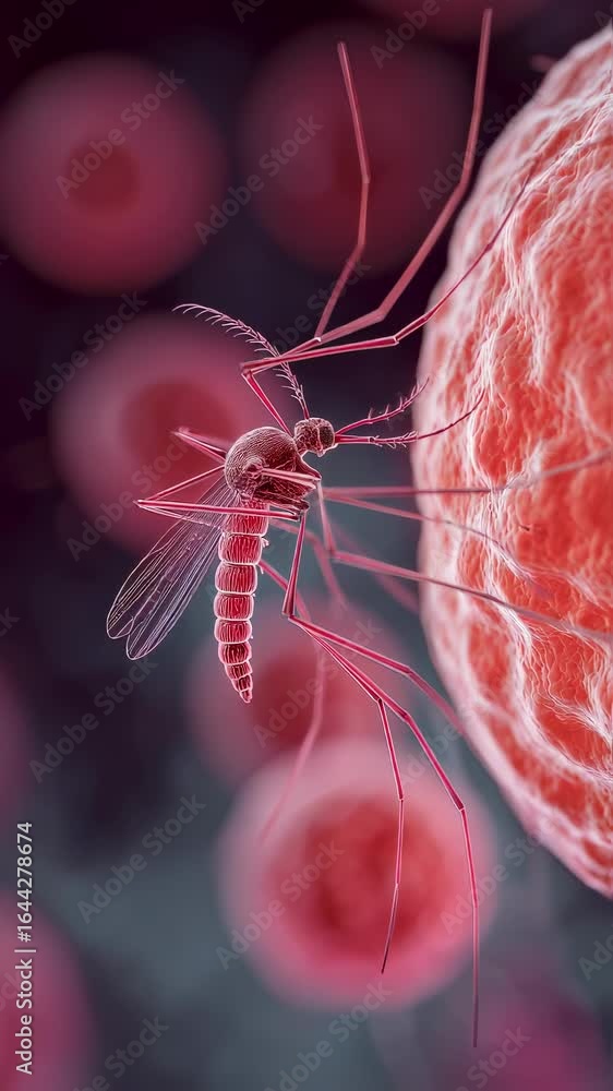 Poster animated overlay illustrating histamine release causing pulsating redness and swelling around mosqui