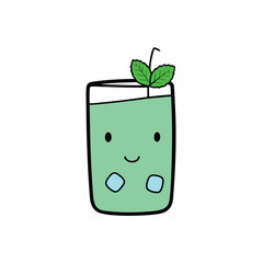 Refreshing mint cucumber cooler with ice and mint leaves illustration