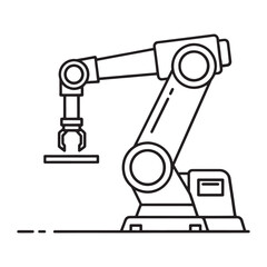 Automated robotic arm icon representing industry, technology, and innovation