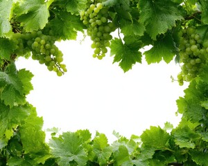Lush Grapevine Border: Isolated Green Leaves Framing a Wine-Inspired Background