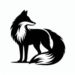Obraz premium Stylized black fox silhouette with bushy tail