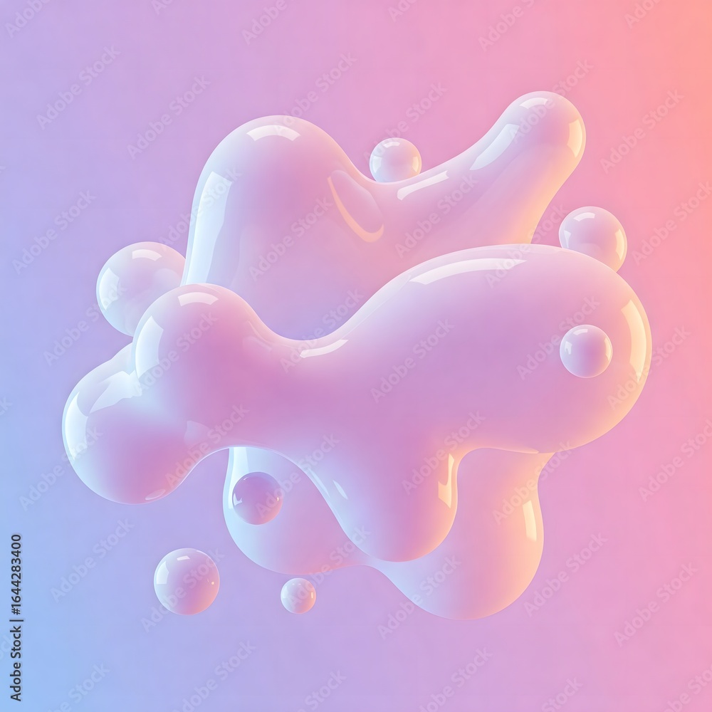 Aufkleber abstract pastel liquid forms swirling dynamically on gradient background artistic render