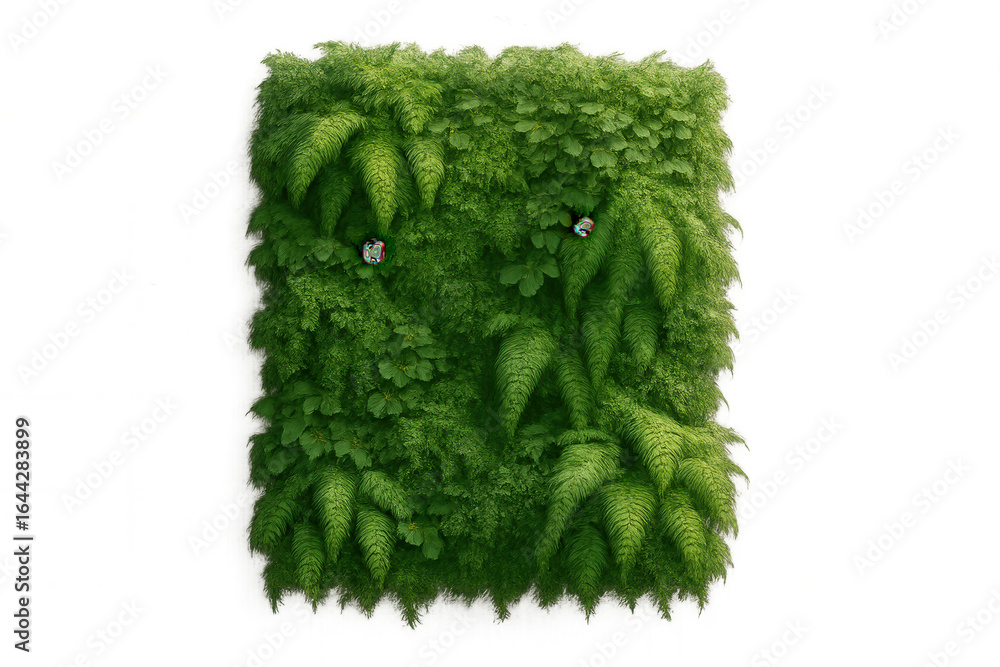 Poster vertical garden panel with lush foliage and transparent background, perfect for adding greenery to a