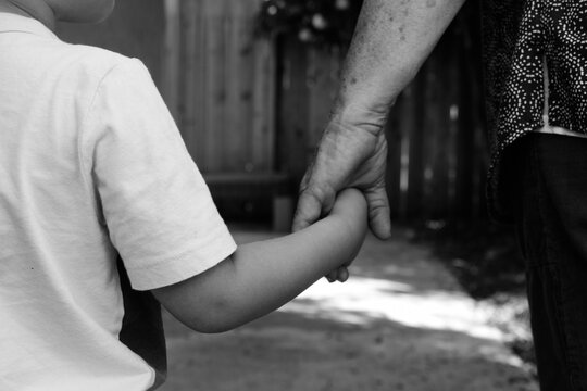 Grandma and Grandson Holding Hands