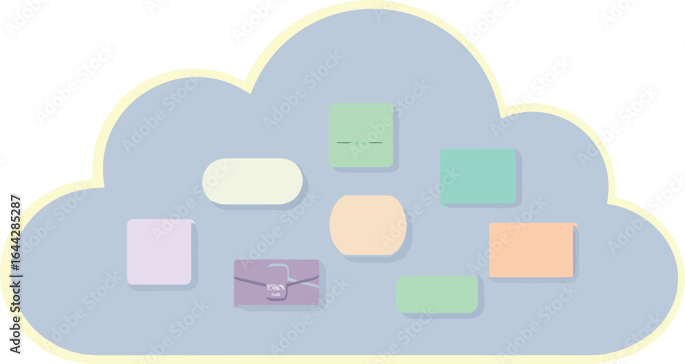 Aufkleber abstract cloud with colorful rectangular elements in minimalist style
