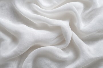 Obraz premium Soft flowing white linen fabric texture with gentle organic folds.