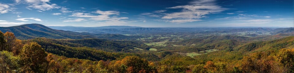 Fototapeta premium Scenic Vista of Appalachian Peaks in Virginia: Rich Topography and Lush Forests at Shenandoah National Park