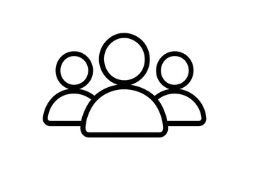 Three people icon representing teamwork and collaboration on transparent background