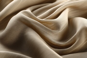 Fototapeta premium Soft flowing fabric folds in warm neutral beige with natural shadows.