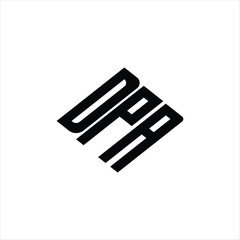 Modern abstract DPA logo design featuring geometric lines for innovative data analysis and digital transformation branding