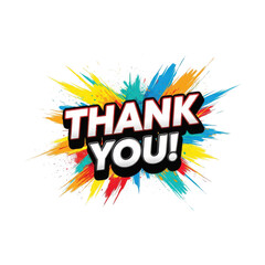 Vibrant explosion of colors forming the words thank you isolated on transparent background
