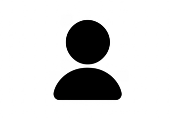 Black user icon representing individual on transparent background