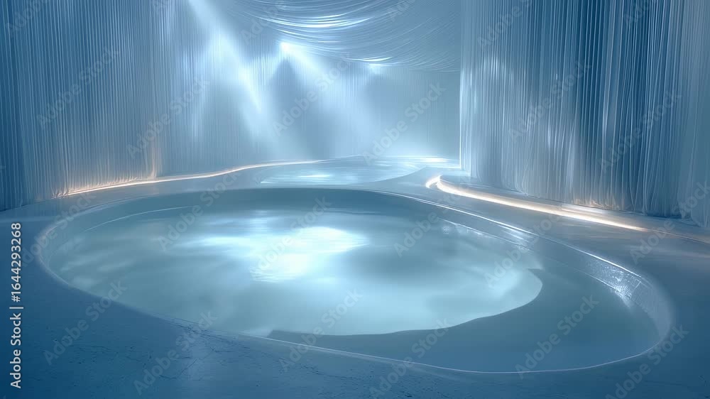 Poster clear medium shot of a modern sound immersion pool designed for prenatal care with the softly diffus