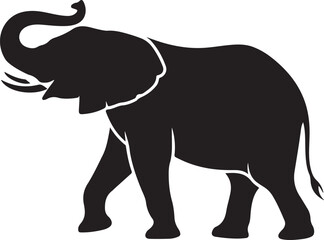 Obraz premium Elephant vector illustration of a large wild mammal with tusks standing isolated on white background