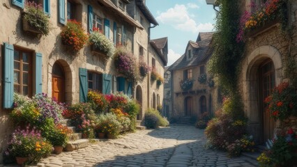 Fototapeta premium Quaint European village street
