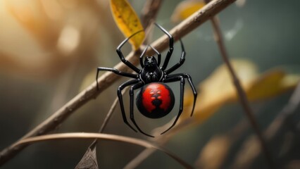Redback spider on branch