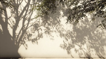 Subtle tree canopy shadows with gentle movement on neutral wall.