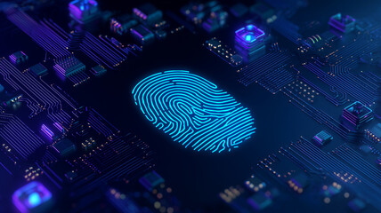 Fingerprint Embedded on Circuit Board amid neon microelectronics.
Represents hardware level security, trusted identity, and encrypted access rooted in silicon.