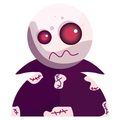 Isolated spooky zombie with skulls character Vector
