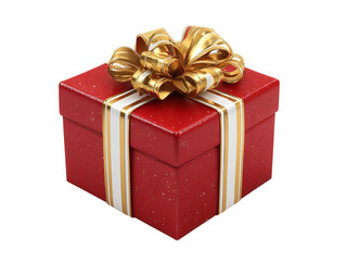 PNG of A beautifully wrapped red gift box with a shiny gold bow, perfect for any celebration.